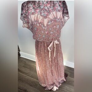 VTG Floral Boho Maxi Dress 1970s Romantic Fairygoth Small